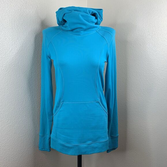 Lululemon Base Runner Hoodie Sz 4/6? Teal Half Micro Macro Surge L/S Ponytail - Picture 3 of 9